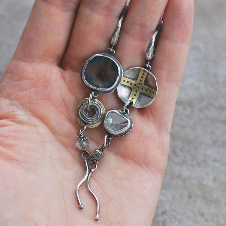 Kék kőkereszt fülbevalók - Elias