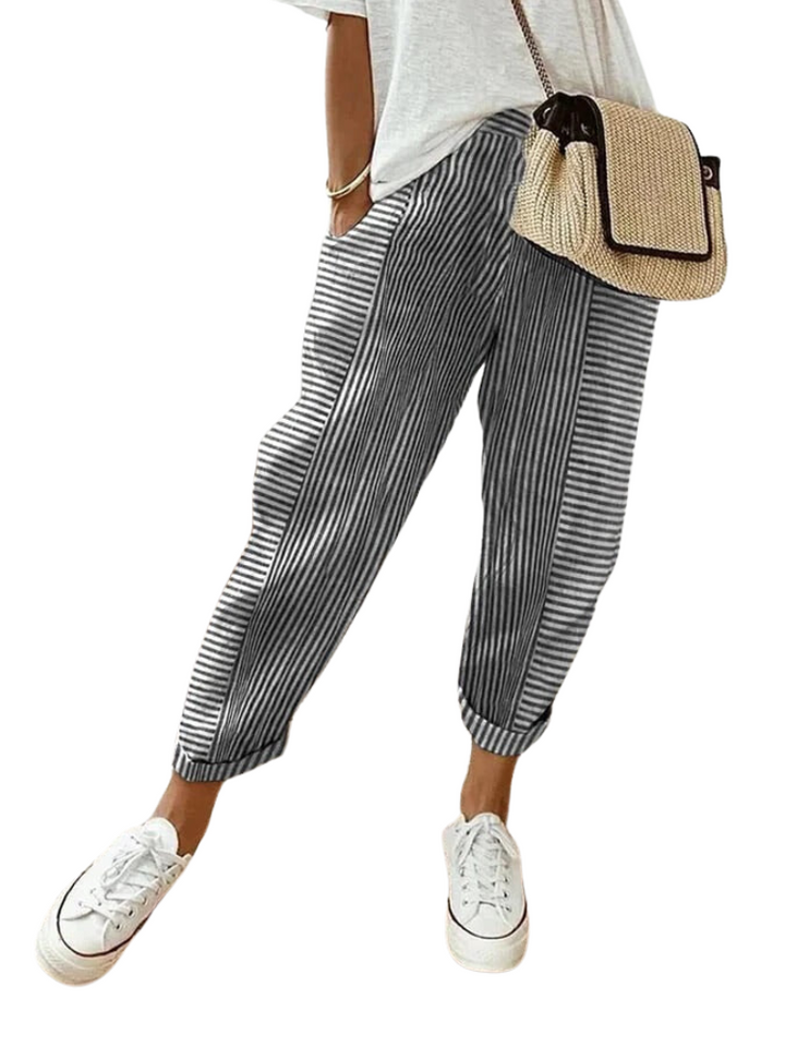 Csíkos Pamut Női Nadrág - Amara