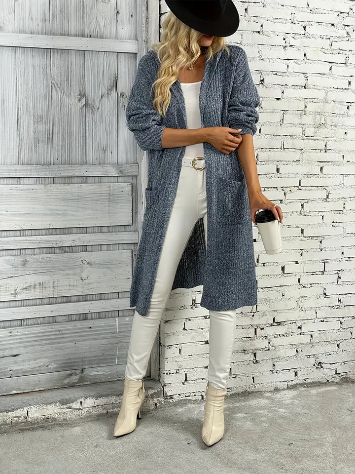 Hosszú női kötött kardigán őszre és télre – Elara