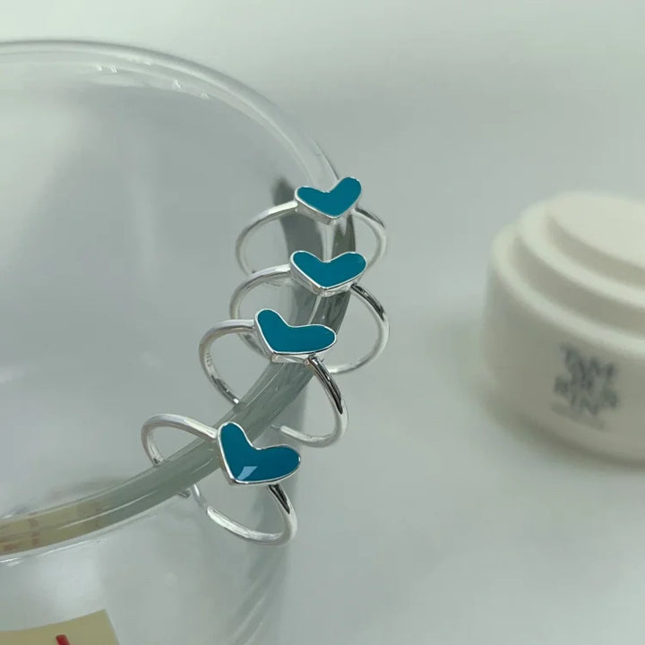 Ezüst Szív Gyűrű Kék Csepp Részlettel - Ameline