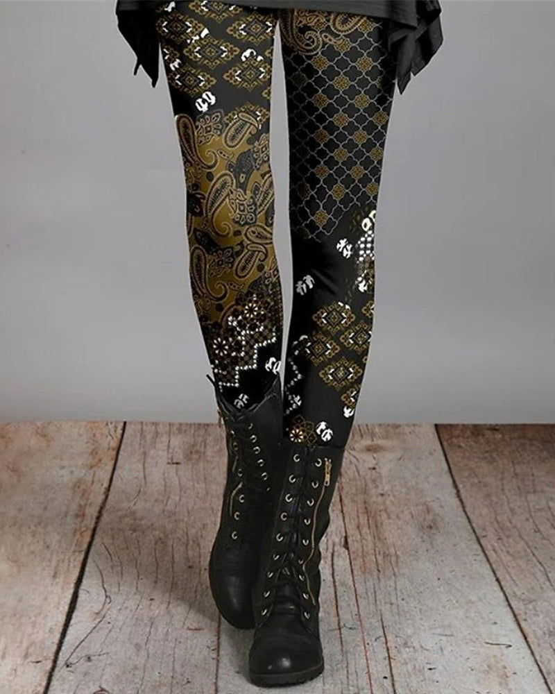 Bohemian Retro Leggings etnikai mintákkal – Ziva