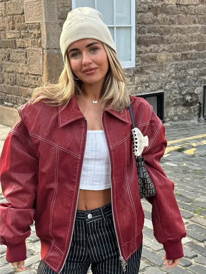 Túlméretes Bőr Női Kabát – Noor