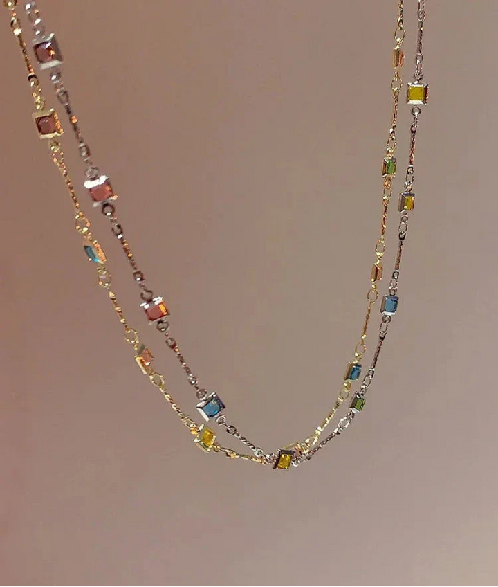 Kellemes Arany/Ezüst Nyaklánc Színes Kövekkel - Ivy