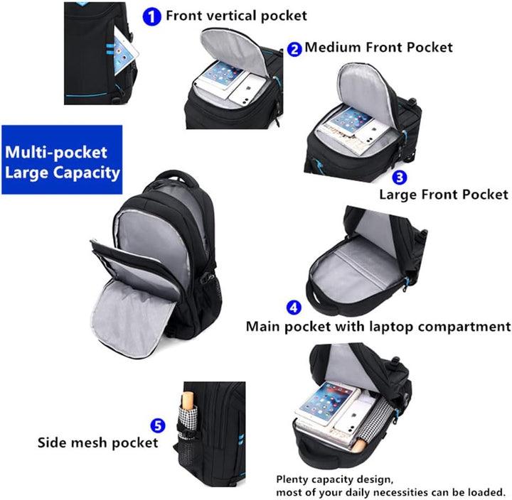 Többzsebes, gördíthető iskolatáska fiúk számára – Átalakítható kerekes táska