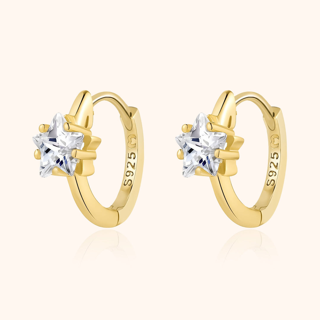 Széles körfülbevalók csillag zirkóniával - Lunara