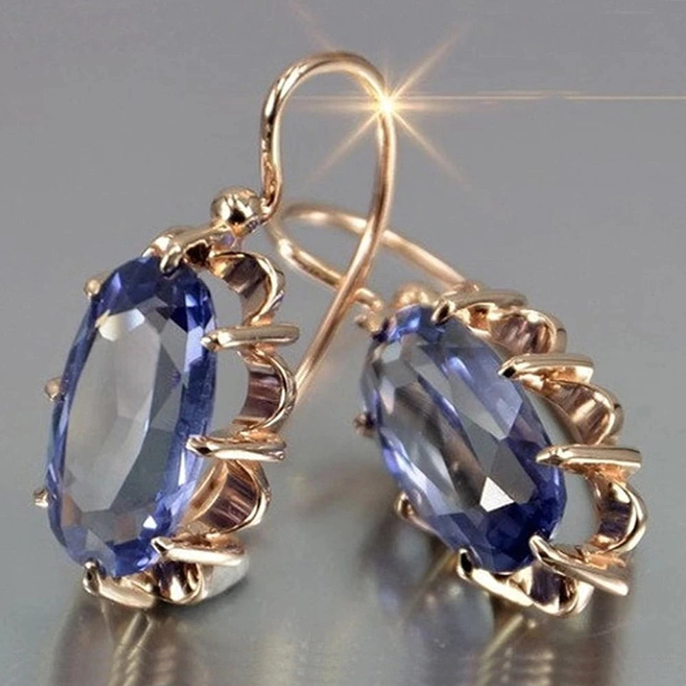 Oval Zirconia Arany Fülbevalók - Lina