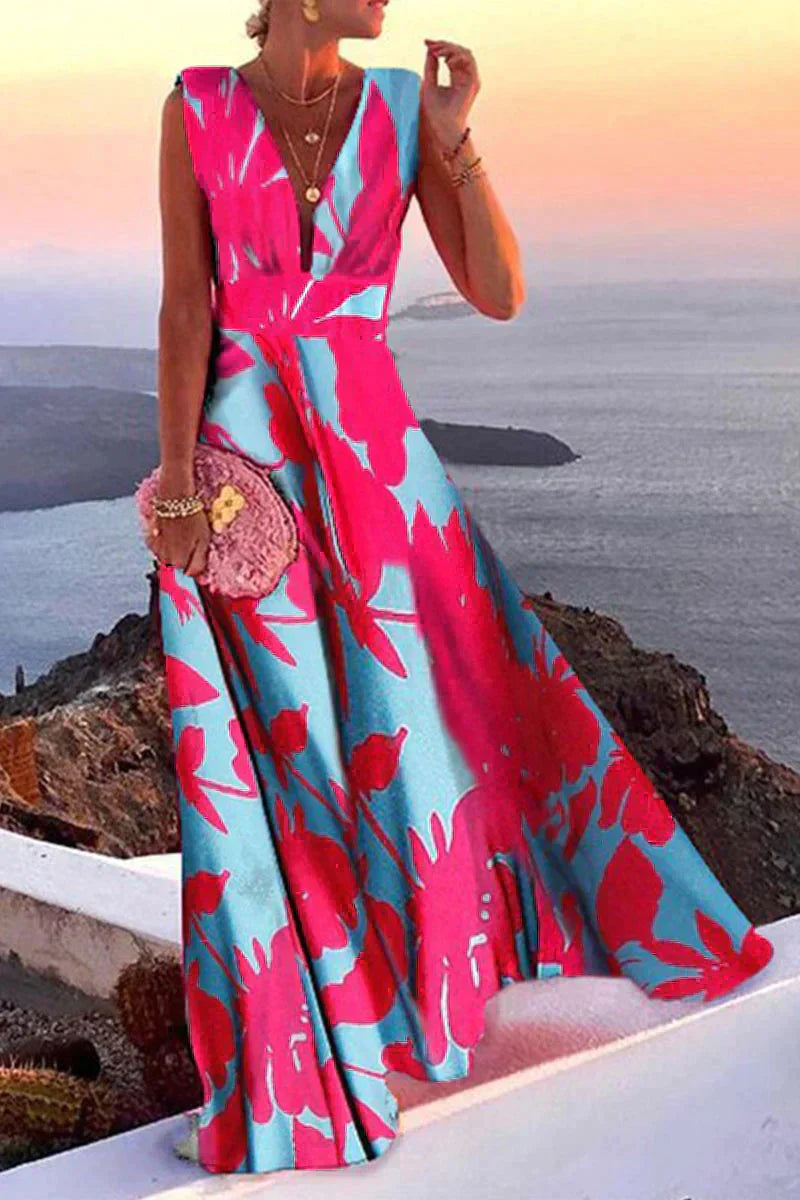 Ujj nélküli nyári ruha mintával | Légi és testalkatot kedvezően formáló - Layla