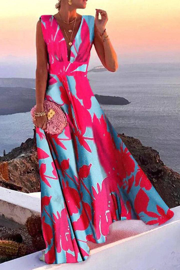 Ujj nélküli nyári ruha mintával | Légi és testalkatot kedvezően formáló - Layla