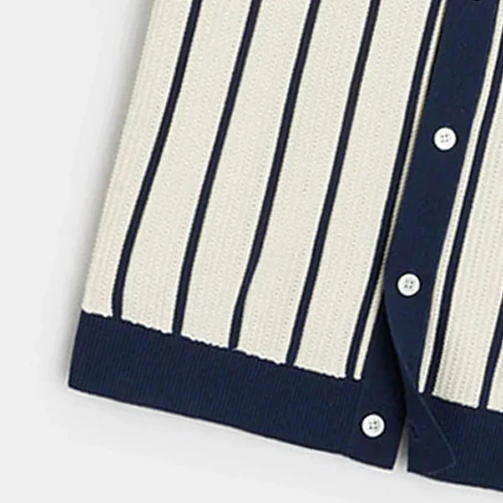 Csíkos, gombos férfi pulóver - Emilio