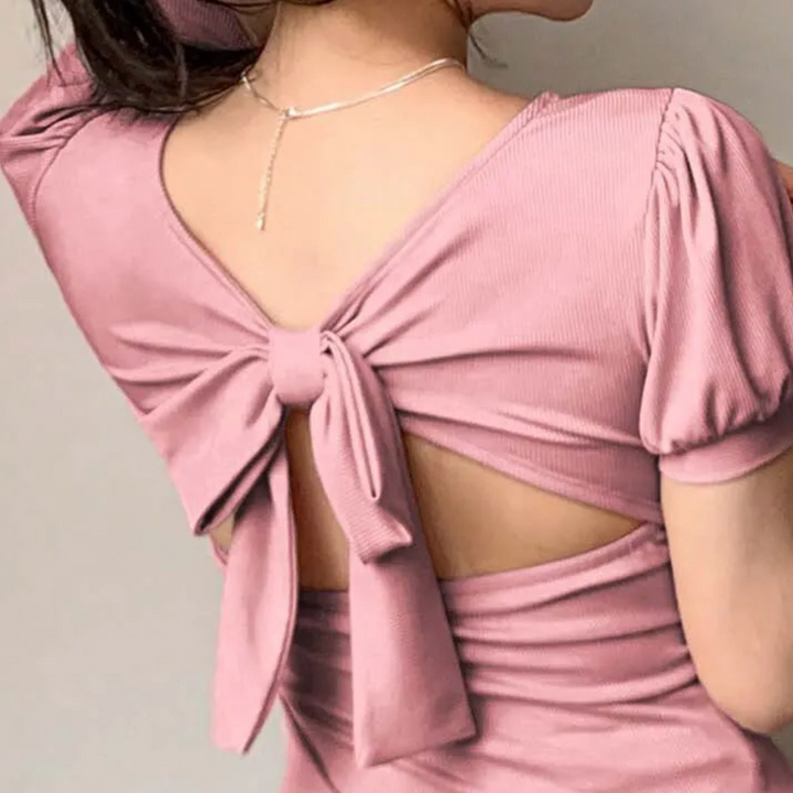 Trendi Rózsaszín Női Top Négyzetes Nyakkal - Celeste
