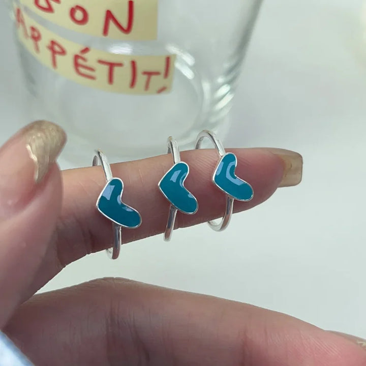 Ezüst Szív Gyűrű Kék Csepp Részlettel - Ameline