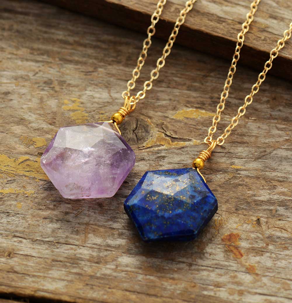 Lapis Lazuli Hexagont formáló nyaklánc - Amarielle