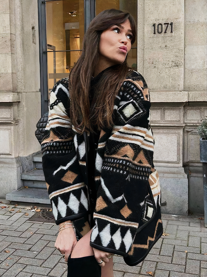 Hölgy őszi kabát nyomattal – Amaris