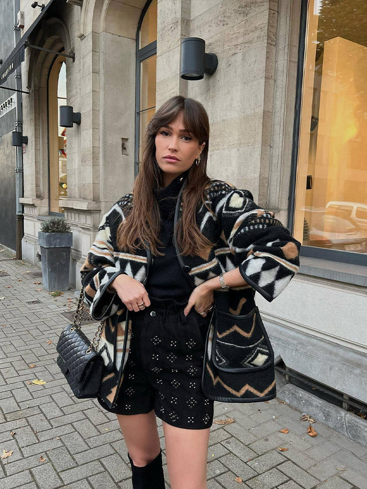 Hölgy őszi kabát nyomattal – Amaris