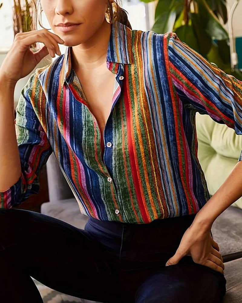 Csíkos Női Blúz Gombokkal – Sofia