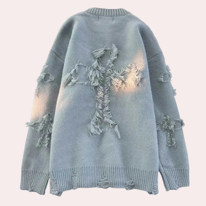 Trendi Szürke Pulóver Egyedi Dizájnnal Férfiaknak - Dario