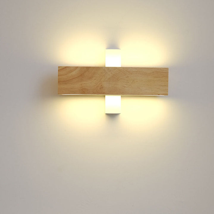 Bézs és fehér japán stílusú LED fali lámpa vízszintesen elforgatott lappal, fehér tartón.