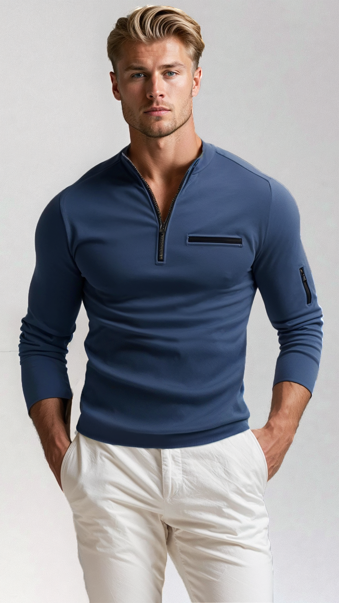 Stílusos Férfi Pulóver Negyed Zip – Lorenzo