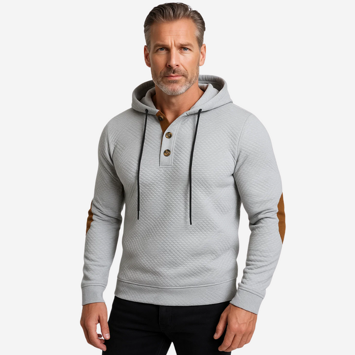 Férfi kültéri kapucnis pulóver Comfort-Stretch-tel és gombos kivágással – Mads