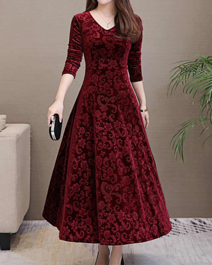 Hölgyek Midikleid A-vonalú fazonnal és V-kivágással – Amara