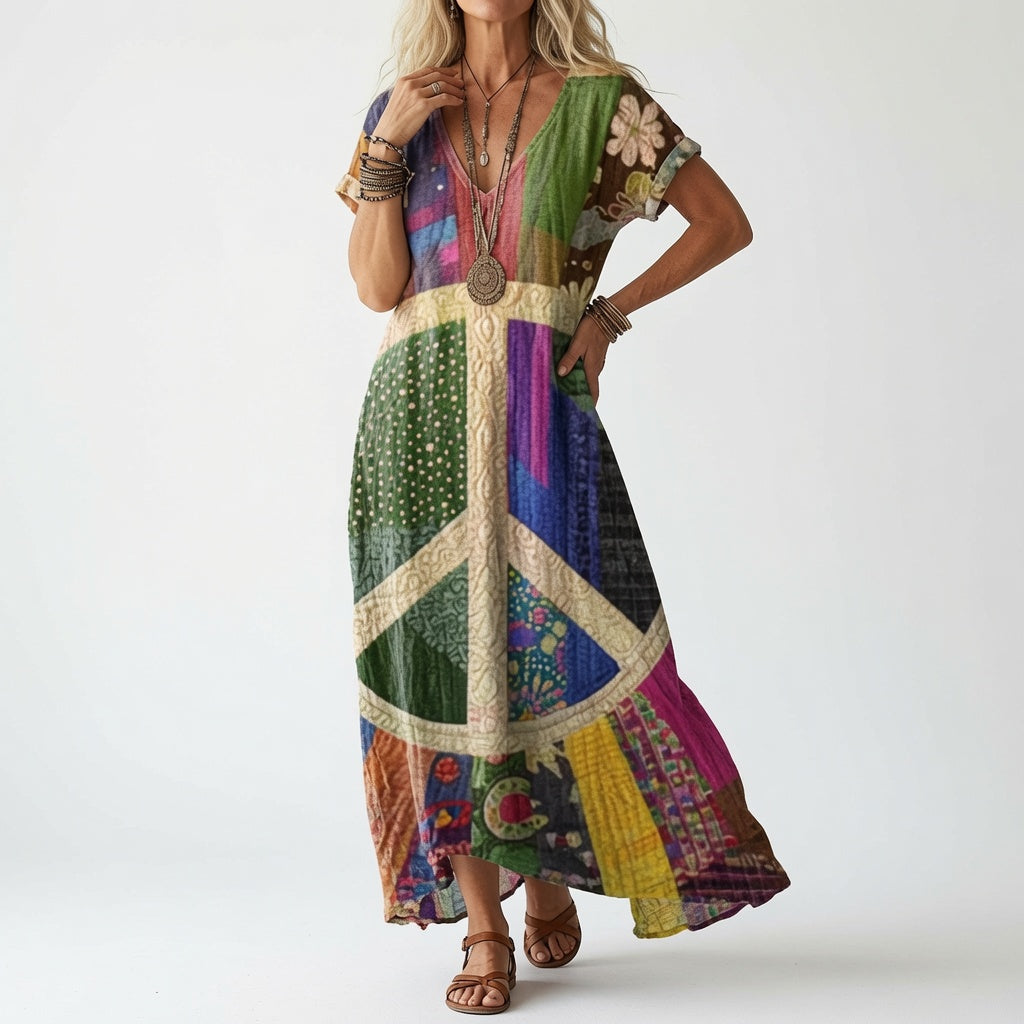 Virágmintás, multicolor midi ruha részlet