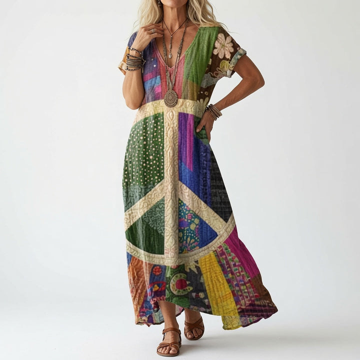 Virágmintás, multicolor midi ruha részlet