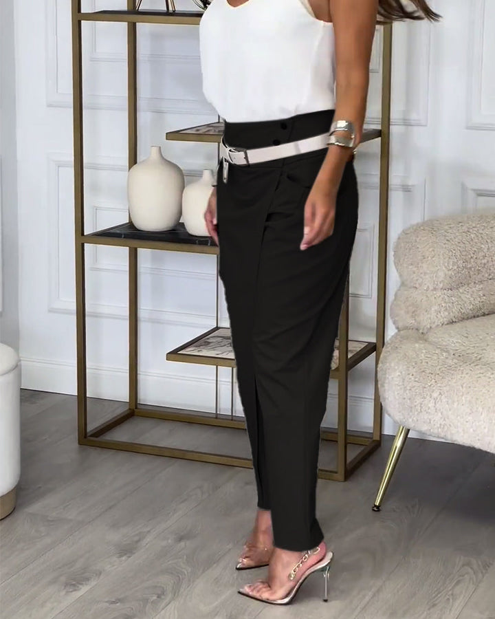 Trendi Női Foltvarrásos Nadrág Övvel - Liv