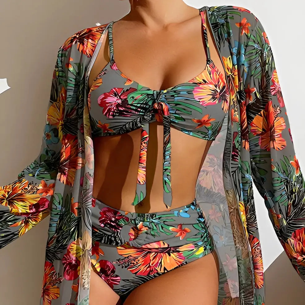 Háromrészes bikini szett magas derekú fazonnal – Yara