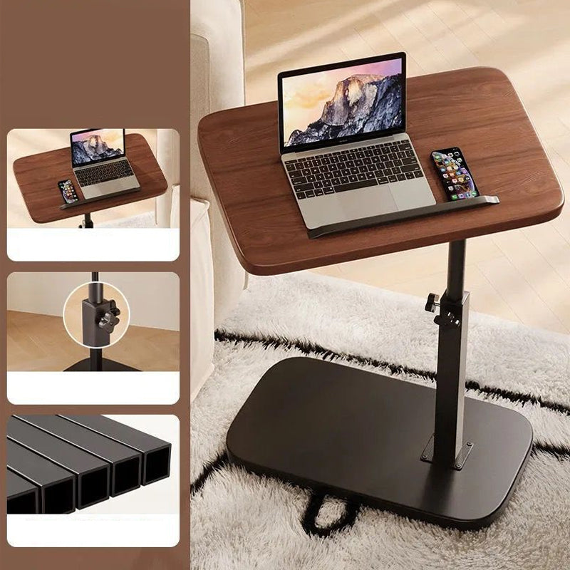 Fekete gurulós laptopasztal detail a magasságállító csavarral