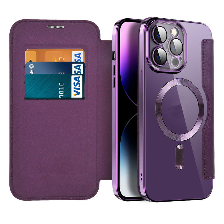 Bőr Flip tok mágneses adszorpcióval & RFID védelemmel – Valtrix (1+1 INGYEN)