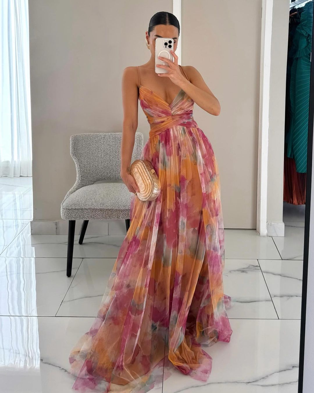 Elegáns mesh maxi ruha testhez simuló szabással – Camille