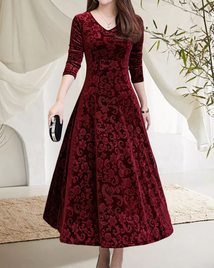 Hölgyek Midikleid A-vonalú fazonnal és V-kivágással – Amara