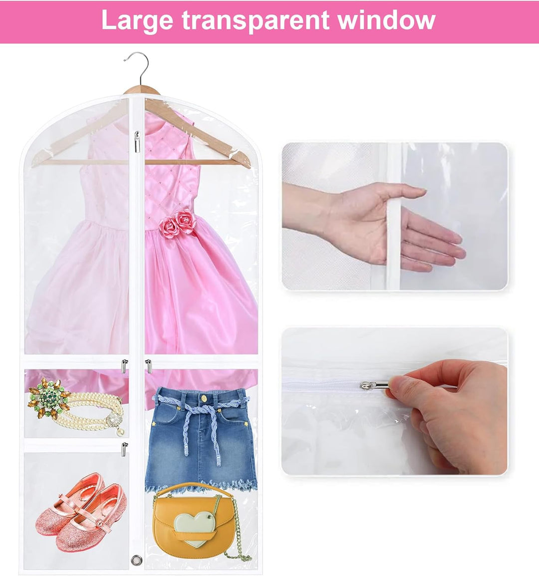 Hajtható Tánc Ruha Táskák Cipzáras Kiegészítő Zsebekkel – 5db-os Csomag (1+1 INGYEN)