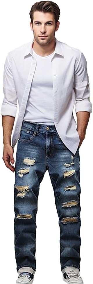 Férfi Slim-Fit Koptatott Farmer - Mick