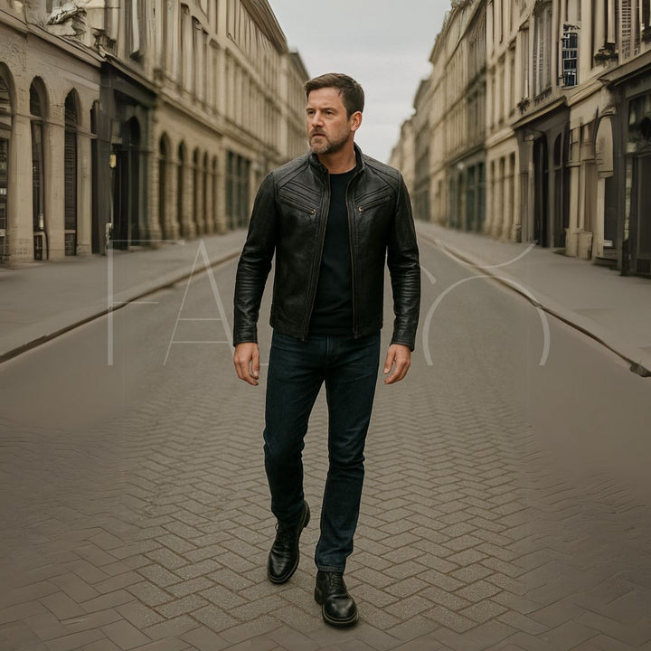 Férfi bőrdzseki levehető kapucnival – őszi kiadás Marcellus