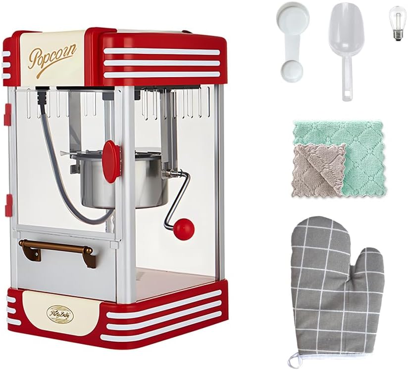 Retro piros elektromos asztali popcorn készítő időzítővel – Calvano