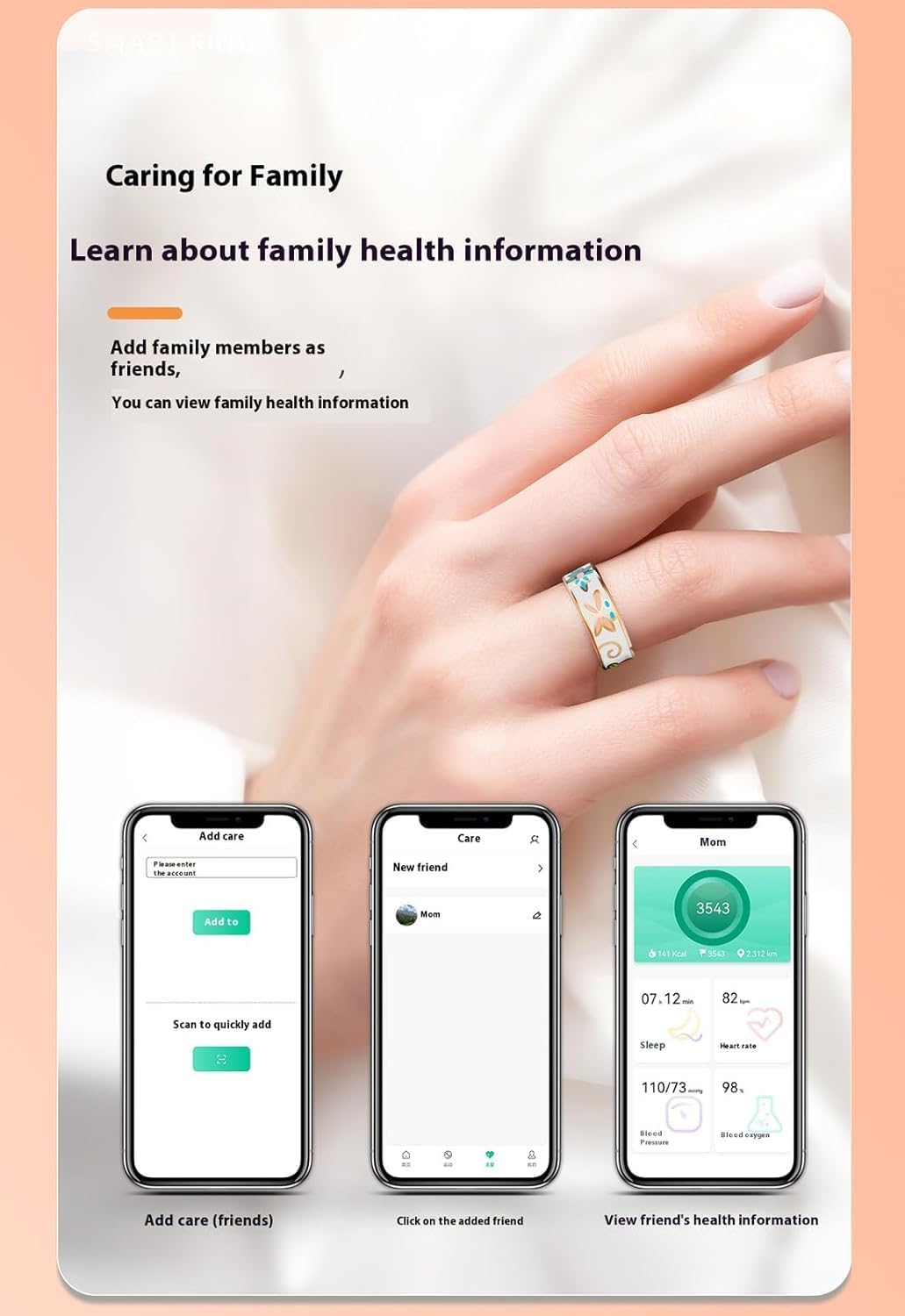Smart Enamel Wellness Ring – Fitnesz és Alvás Követő iOS és Android számára – Aurina