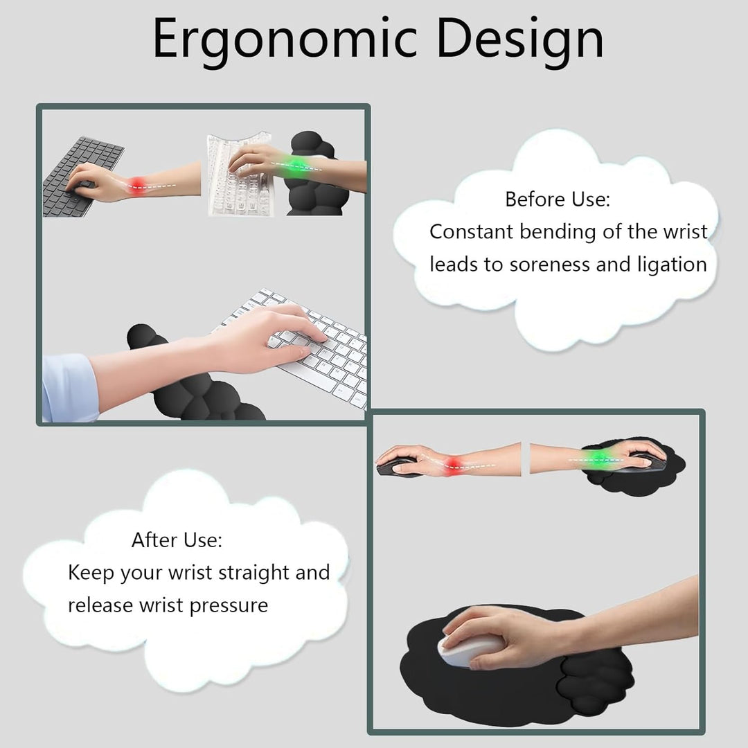 Felhő alakú ergonómikus csuklótámasz szett egérpad és poháralátét – Zeyora