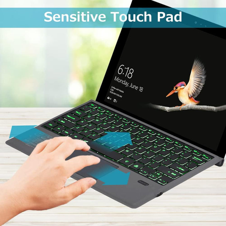Vezeték nélküli Bluetooth billentyűzet háttérvilágítással és érintőpadal a Surface Pro-hoz – Nexora
