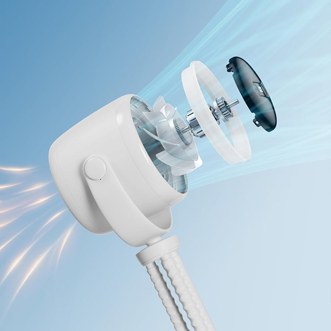Újratölthető Clip-On Babakocsi Ventilátor Éjjeli Fénnyel 100 Sebesség