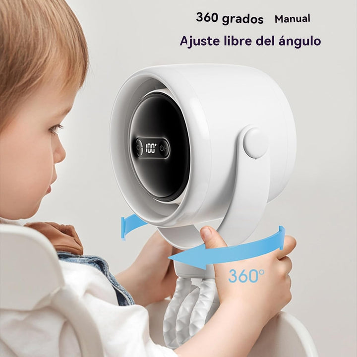 Újratölthető Clip-On Babakocsi Ventilátor Éjjeli Fénnyel 100 Sebesség