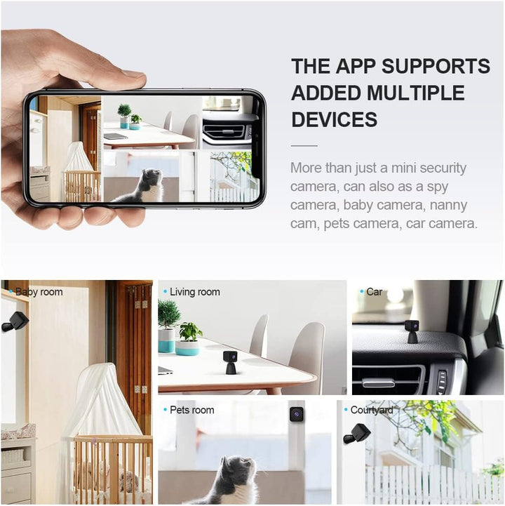 Mini biztonsági kamera 4K WiFi rejtett beltéri kamera éjjellátóval