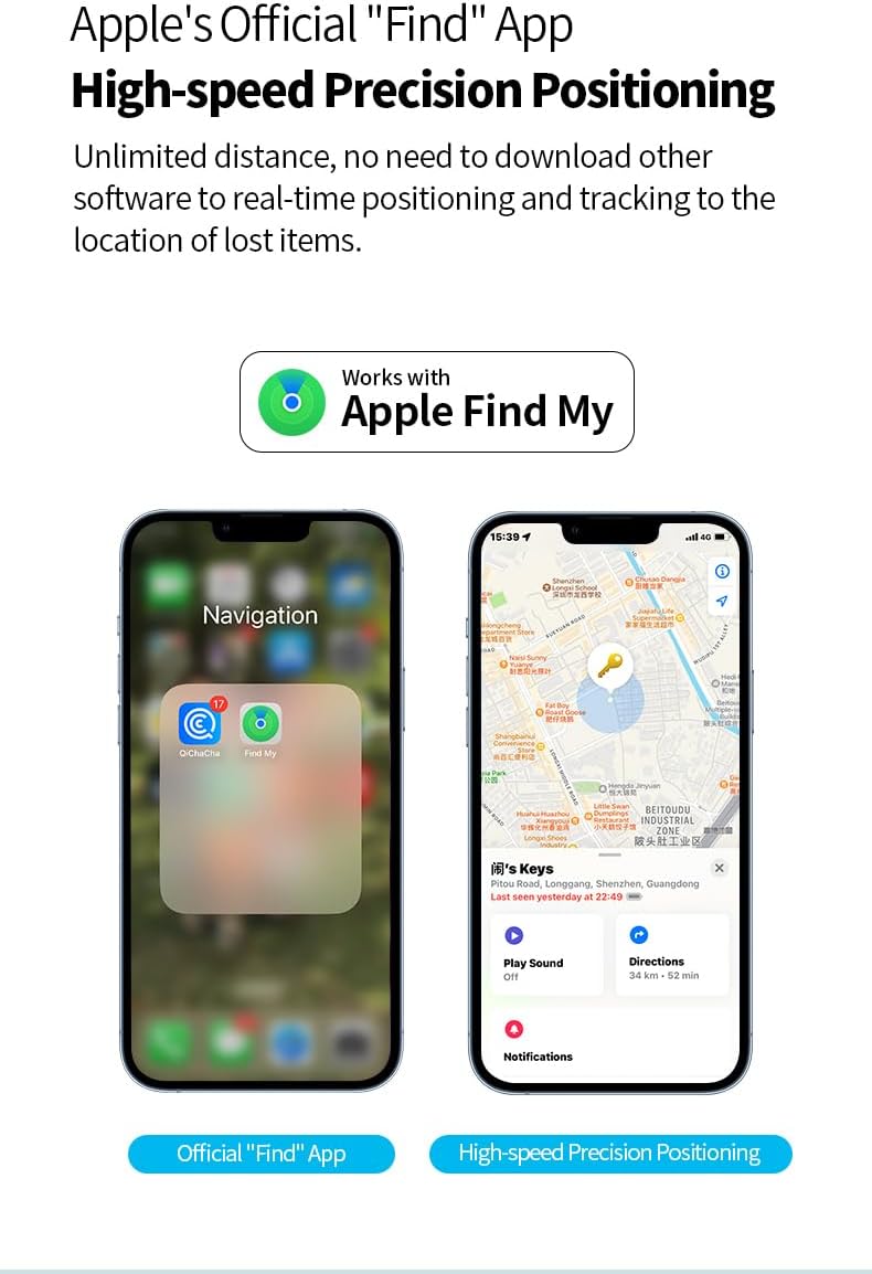 Okos Anti-Lost Lokátor Kulcstartó – Valós idejű nyomkövetés a Find My segítségével – Zeyora