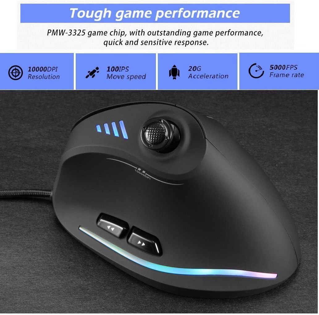 Vertikális RGB Játékegér Joytickkel és 11 Programozható Gombbal – Kryvos