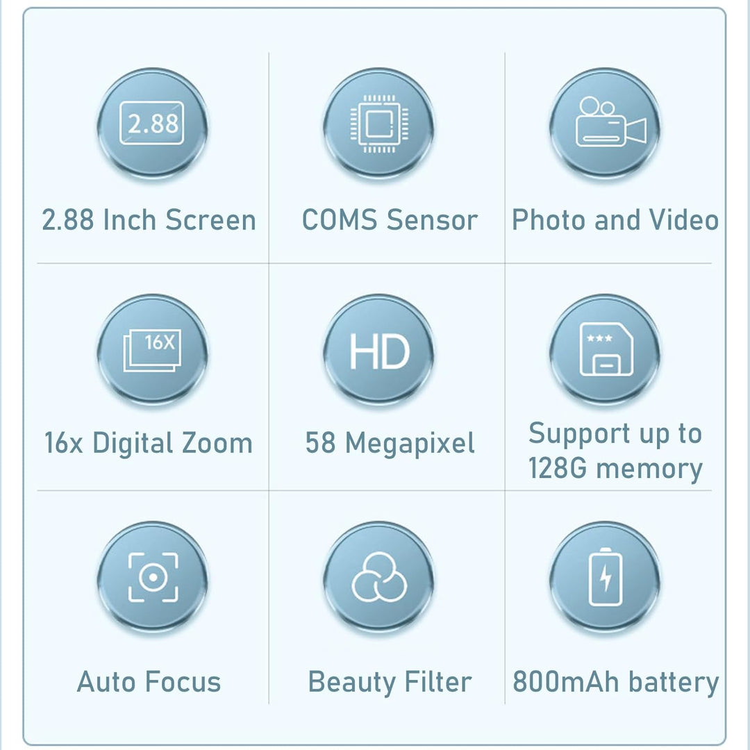 4K kompakt digitális fényképezőgép 58MP fényképekkel és 16x zoommal – Lumora