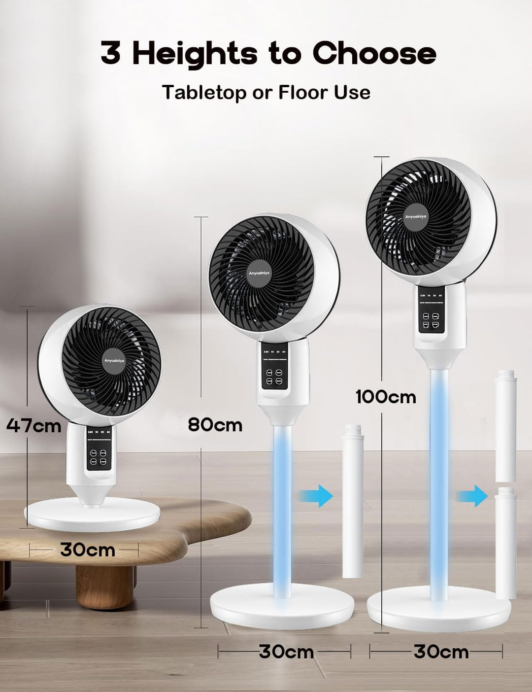 Állítható talpon álló ventilátor 3D-oszcillációval – Aerion
