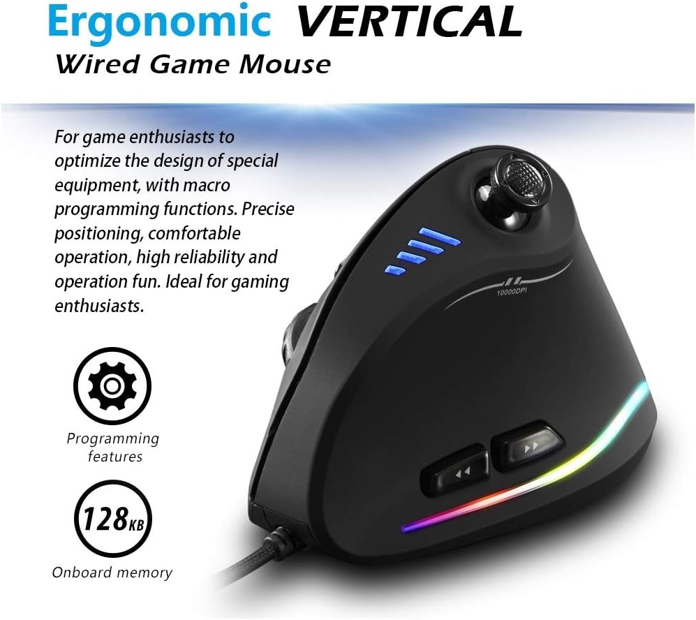 Vertikális RGB Játékegér Joytickkel és 11 Programozható Gombbal – Kryvos