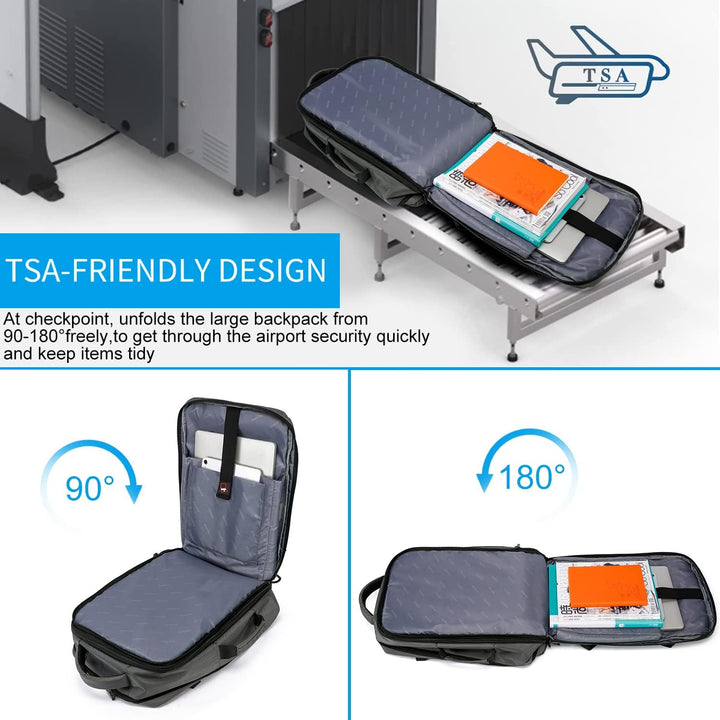 Bővíthető 45L–55L vízálló utazási hátizsák 18"-os laptop rekesszel