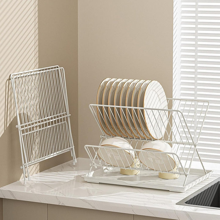 Hajtható Edény Szárító Rács – 2-Szintes Pulttartó Szűrő Levehető Tányérral – Kelvra