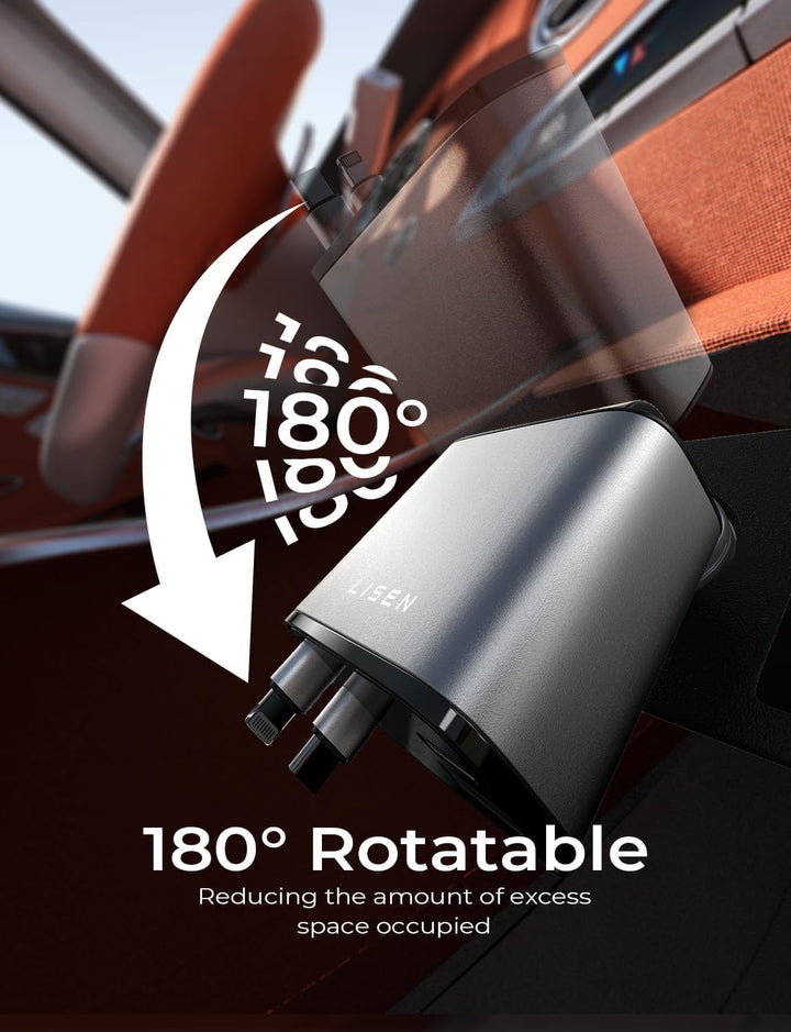 Kihúzható autótöltő 69W USB C